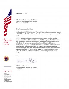 LETTER OF SUPPORT FOR LEGISLATION