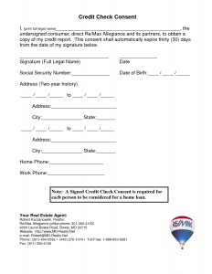 LETTER OF AUTHORIZATION FOR CREDIT CHECK