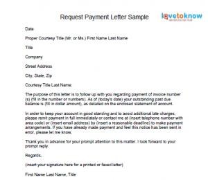 cover letter payment request