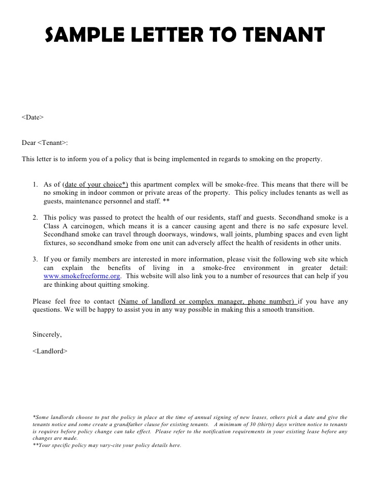 Sample Landlord Letter To Tenant from www.sampleletter1.com